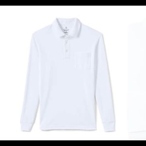 Lands End Boys Long Sleeve Polo White - Size 10-12